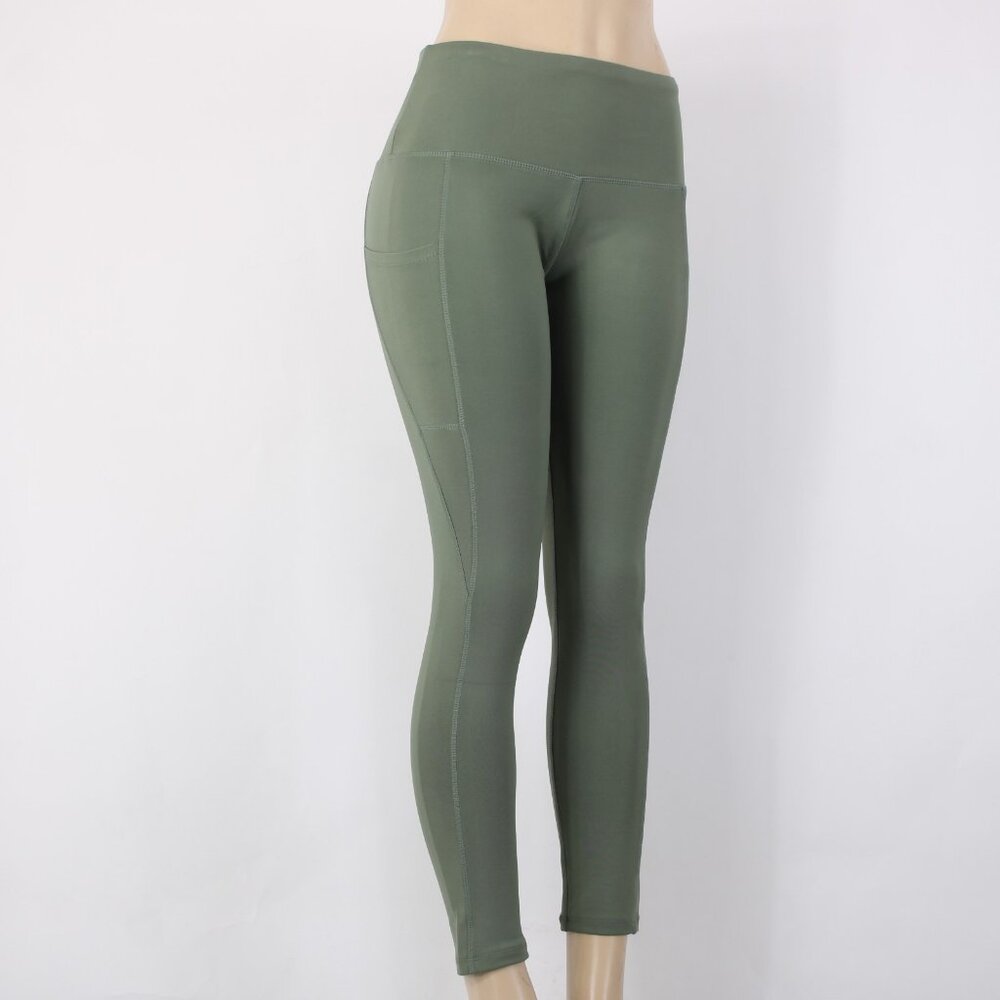 NYL AW Crop Pant Sz M x 27 Green Pull On Pockets Polyester Spandex AW Capri - Picture 3 of 16